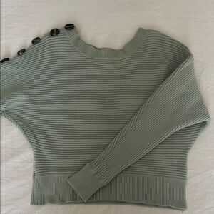 Poof! Ribbed Crew Neck Sweater - Sage Green